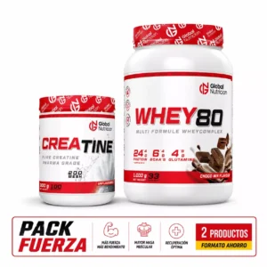 Proteina choco 1kg-mas-Creatina neutra 300g-Globalnutrición-Fullgympro